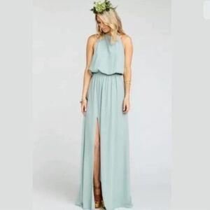 NWT Show Me Your Mumu Heather Halter Dress in Silver Sage Crisp